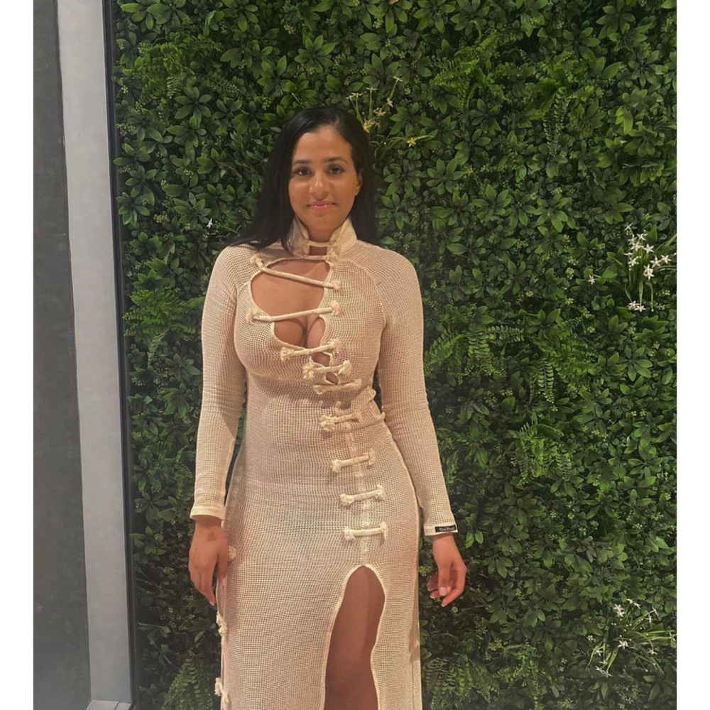 USED 🔥💎🤎  Long high slit Rope Maxi Dress - Picture 5 of 5